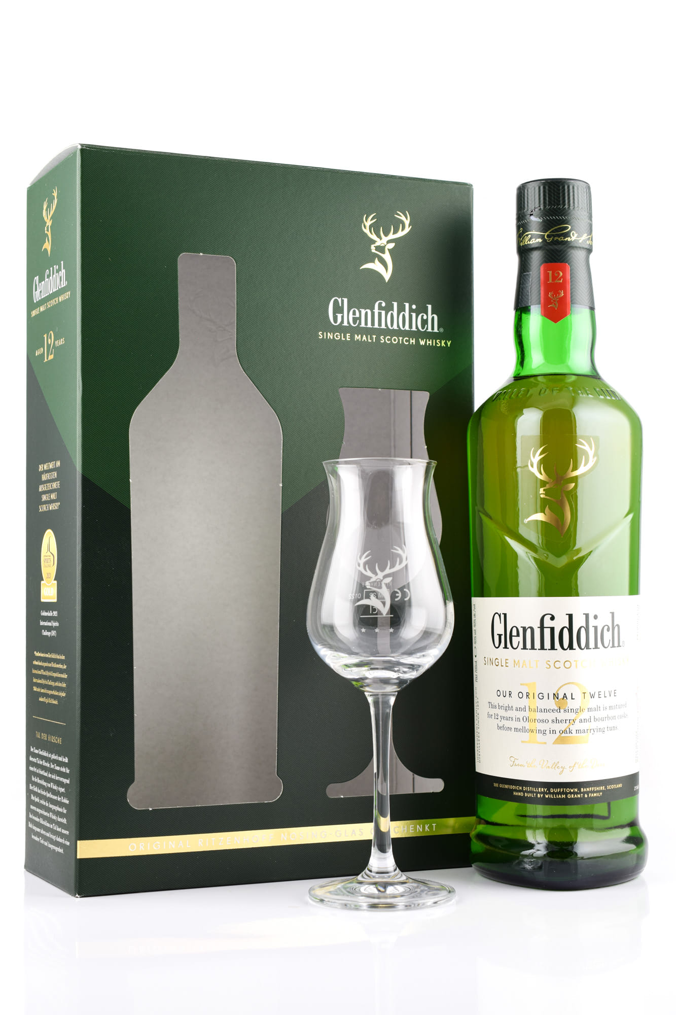 Glenfiddich 12 Year Old 40 Vol 0 7l With Nosing Glass Speyside