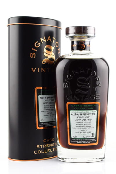 Allt-à-bhainne 22 Jahre 2000/2022 Fresh Sherry Butt #9 Finish Signatory Cask strength Coll. 52,3%vol. 0,7l