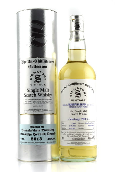 Bunnahabhain Staoisha 7 Jahre 2013/2021 Hogsheads #900200 & #900202 Un-chillfiltered Signatory 46%vol. 0,7l