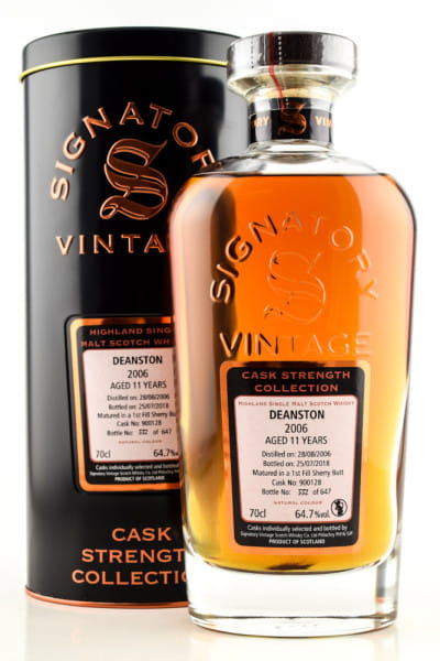 Deanston 11 Jahre 2006/2018 1st Fill Sherry Butt #900128 Signatory Cask strength Coll. 64,7%vol. 0,7l