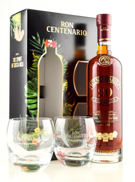 Ron Centenario 20 Jahre Fundación 40%vol. 0,7l mit zwei Gläsern