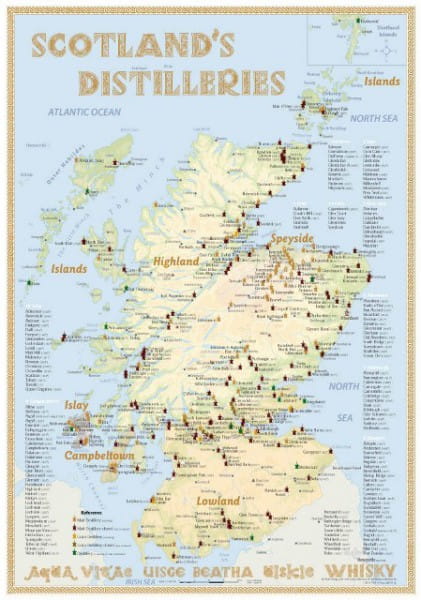 Scotland's Distilleries - Karte 35x25cm | Bücher und Musik | Zubehör