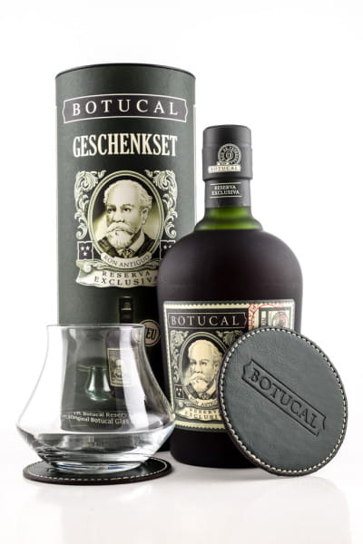 Botucal Geschenkset Reserva Exclusiva 40%vol. 0,7l mit Glas & 2 Lederuntersetzer