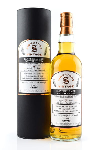 Bunnahabhain Staoisha 7 Jahre 2014/2022 Refill Sherry Butt #10397 Vintage Signatory 61,2%vol. 0,7l