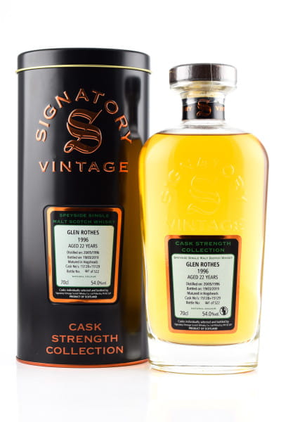 Glenrothes 22 Jahre 1996/2019 Hogsheads #15128 & #15129 Signatory Cask strength Coll. 54%vol. 0,7l