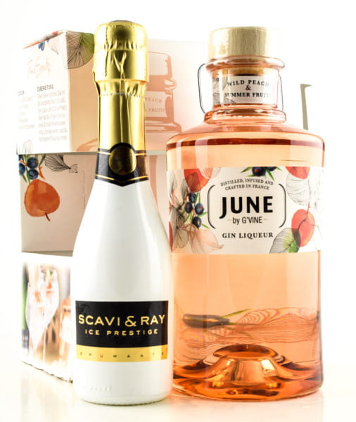 June by G' Vine Wild Peach Gin Liqueur 30%vol. 0,7l & Scavi & Ray Prosecco 0,2l