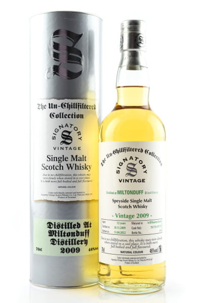 Miltonduff 12 Jahre 2009/2022 1st-fill Bourbon Barrels #701739 & #701752 Un-Chillfiltered Signatory 46%vol. 0,7l