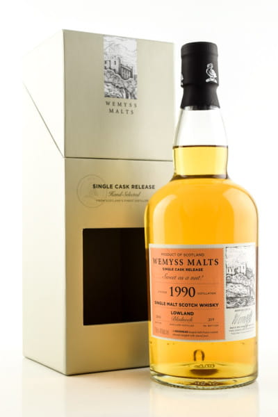 "Sweet as a Nut!" 1990/2018 Single Bourbon Hogshead Bladnoch Wemyss Malts 46%vol. 0,7l