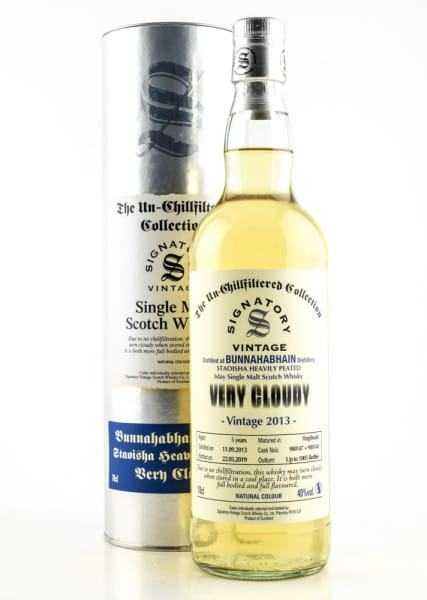 Bunnahabhain Staoisha 5 Jahre 2013/2019 Very Cloudy Un-Chillfiltered Signatory 40%vol. 0,7l