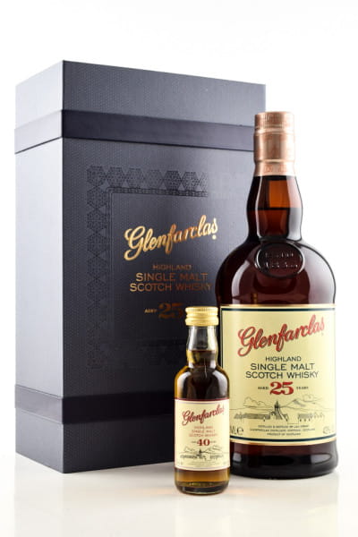 Glenfarclas 25 Jahre 43%vol. 0,7l mit 40 Jahre 46%vol. 0,05l