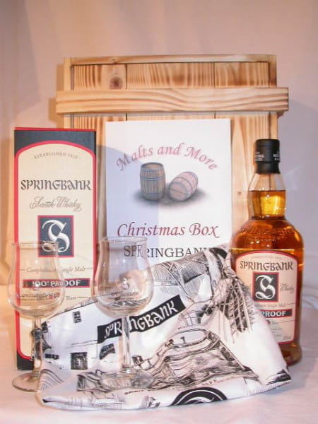 Springbank Christmas Box mit 2 Nosing-Gläsern und Bartuch