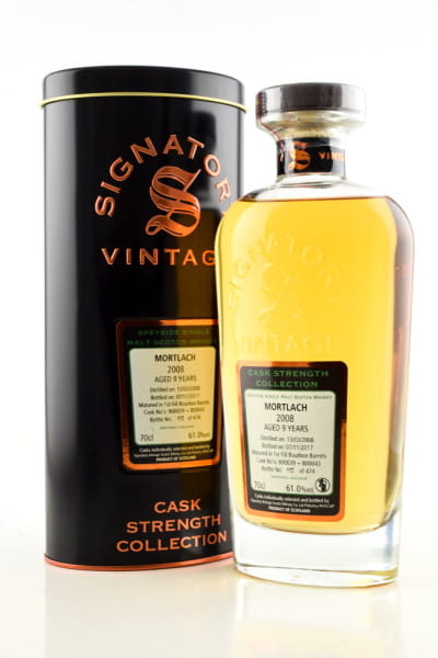 Mortlach 9 Jahre 2008/2017 1st-fill Bourbon Barrels #800039 & #800043 Signatory Cask Strength Coll. 61%vol. 0,7l