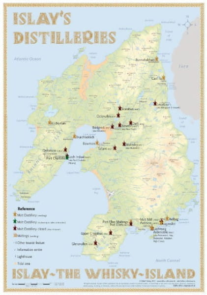 Islay's Distilleries - Karte 35x25cm