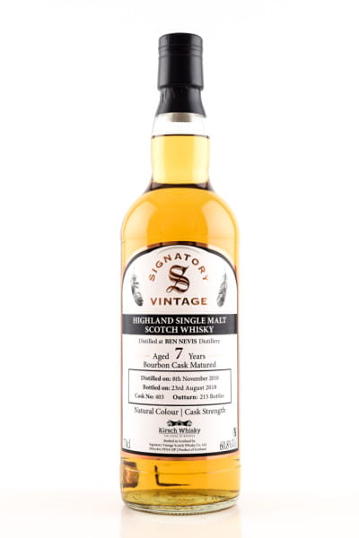 Ben Nevis 7 Jahre 2010/2018 Bourbon Cask #403 Vintage Cask Strength Signatory 60,8%vol. 0,7l