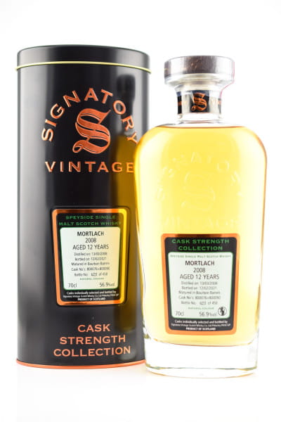 Mortlach 12 Jahre 2008/2021 Bourbon Barrels #800067 & #800090 Signatory Cask strength Coll. 56,9%vol. 0,7l