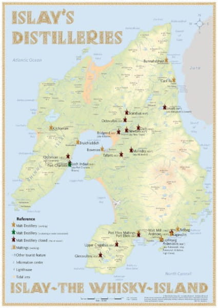 Islay's Distilleries - Karte 59x42cm bK