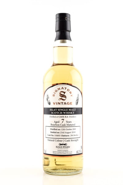 Caol Ila 7 Jahre 2010/2018 Bourbon Cask #318693 Vintage Cask Strength Signatory 60,2%vol. 0,7l