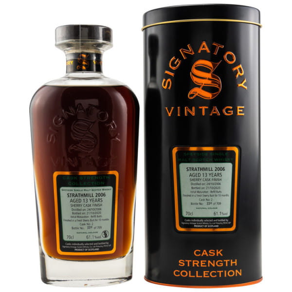 Strathmill 13 Jahre 2006/2020 Refill Butts & Fresh Sherry Butt Finish #6 Signatory Cask strength Coll. 61,2%vol. 0,7l