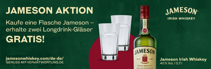 Jameson mit Gläsern