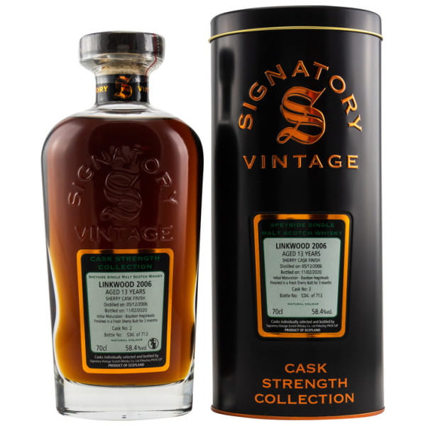 Linkwood 13 Jahre 2006/2020 Fresh Sherry Butt Finish #2 Signatory Cask Strength Coll. 58,4%vol. 0,7l