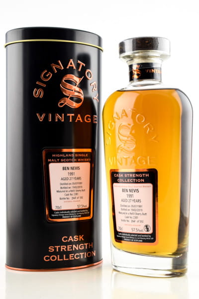 Ben Nevis 27 Jahre 1991/2019 Refill Sherry Butt #2381 Signatory Cask strength Coll. 57,5%vol. 0,7l