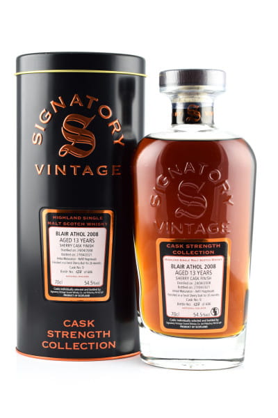 Blair Athol 13 Jahre 2008/2021 Fresh Sherry Butt #9 (Finish) Signatory Cask Strength Coll. 54,5%vol. 0,7l