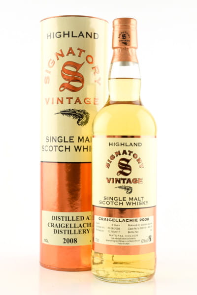 Craigellachie 9 Jahre 2008/2017 Bourbon Barrels #800115 & #800128 Vintage Signatory 43%vol. 0,7l